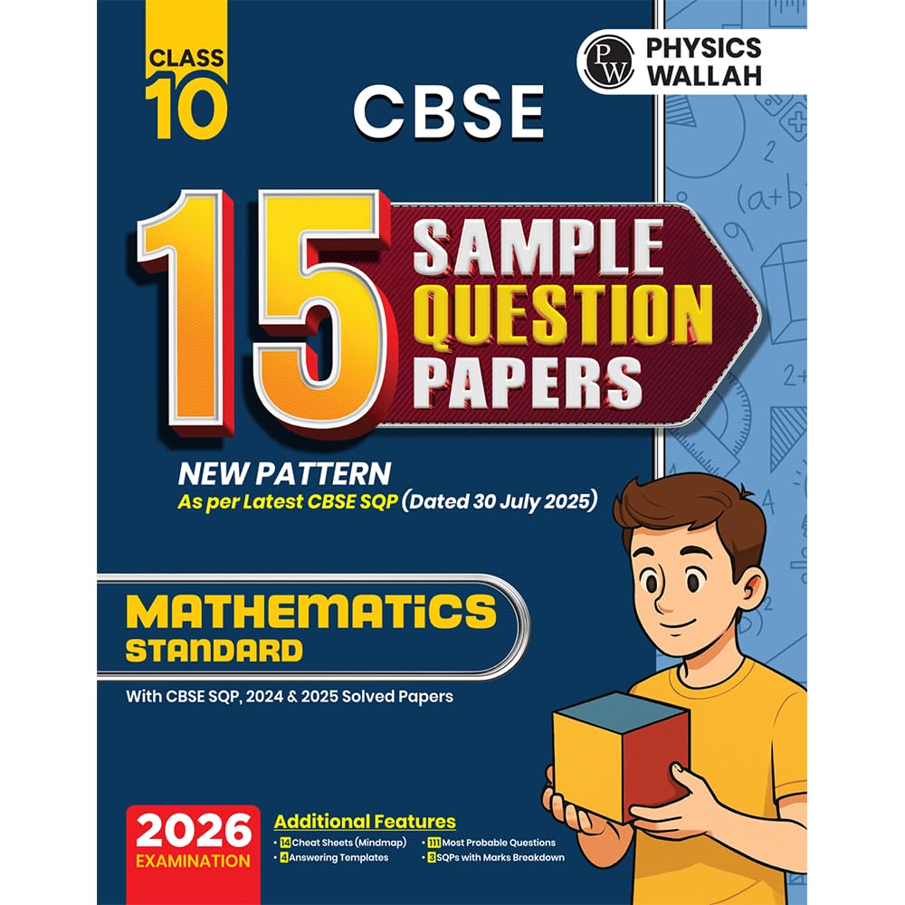 Physics Wallah (PW) CBSE 15 Sample Question Papers English, Science and Math's (Standard) for Class 10 - Set of 3 Books - Latest For 2026 Examination - Paperback