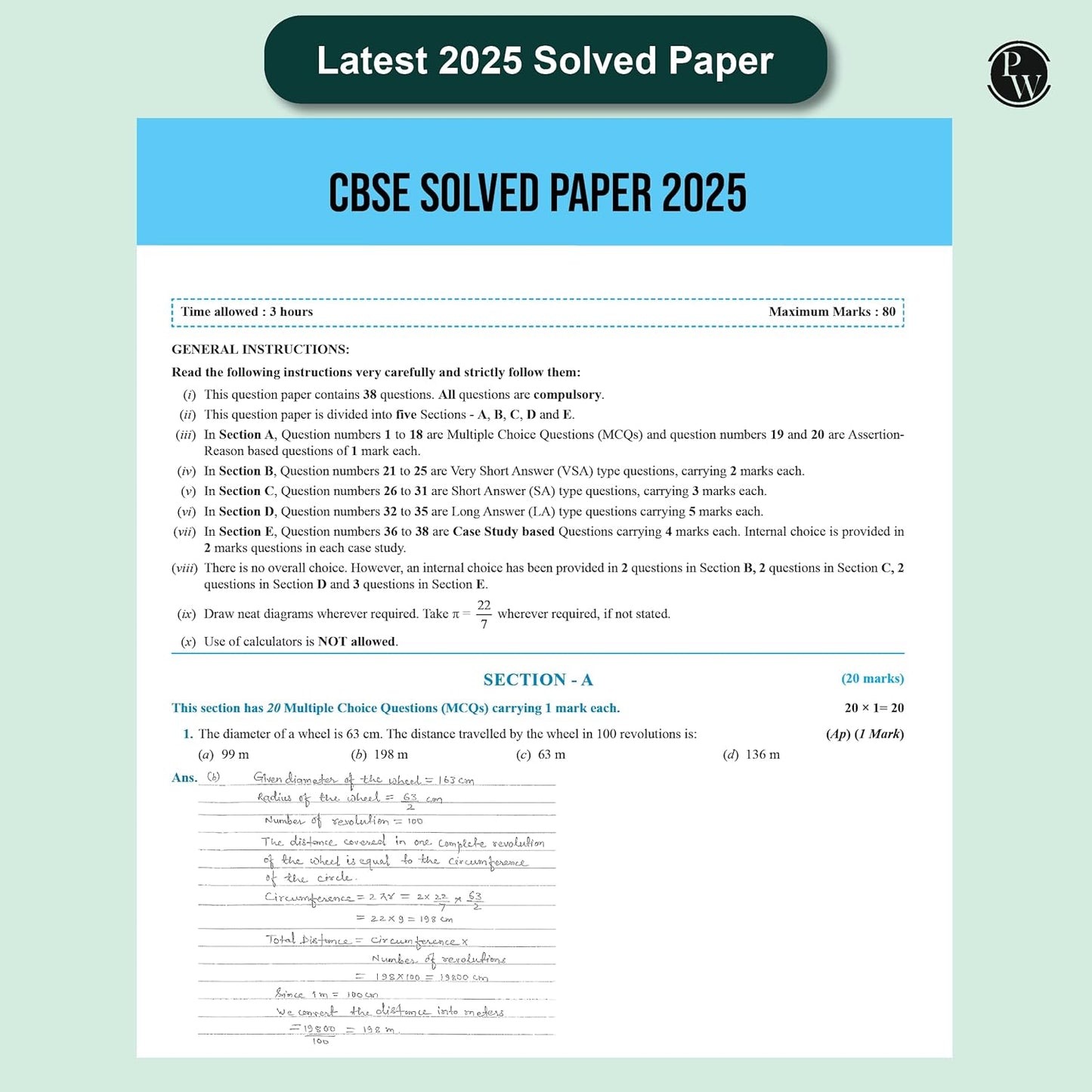 Physics Wallah (PW) CBSE Question & Concept Bank Mathematics (standard) for Class 10 - Chapterwise & Topic-wise (with 50% Competency Questions) - for 2026 Examinations