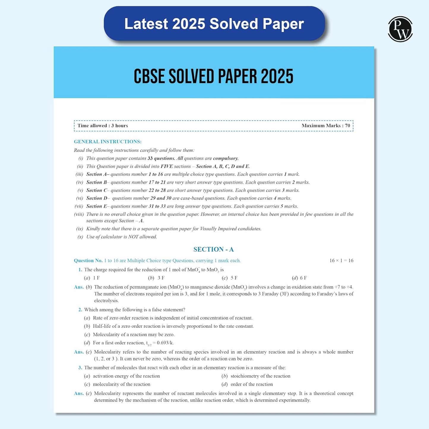 Physics Wallah (PW) CBSE Question & Concept Bank Chemistry Class 12 - Latest For 2026 Examination. Paperback