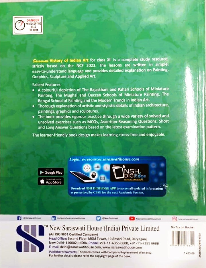 Saraswati CBSE History of Indian Art By Kajal Kanjilal For Class 12 - Latest for 2025-26 Session. Paperback