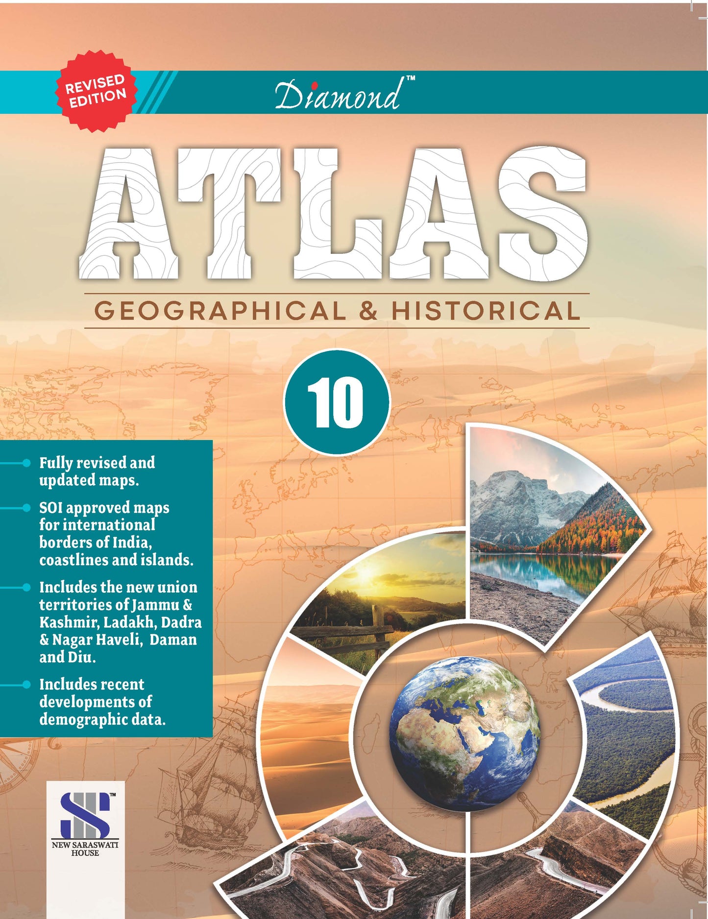 New Saraswati Diamond Atlas (Geographical & Historical) for Class 10 - Latest for 2025 Session. Paperback