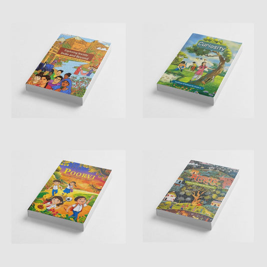 NCERT Curiosity (Science) & Exploring Society: India and Beyond (Social), Poorvi (English) & Malhar (Hindi) For Grade 6 (Set of 4 Books) - Latest Edition
