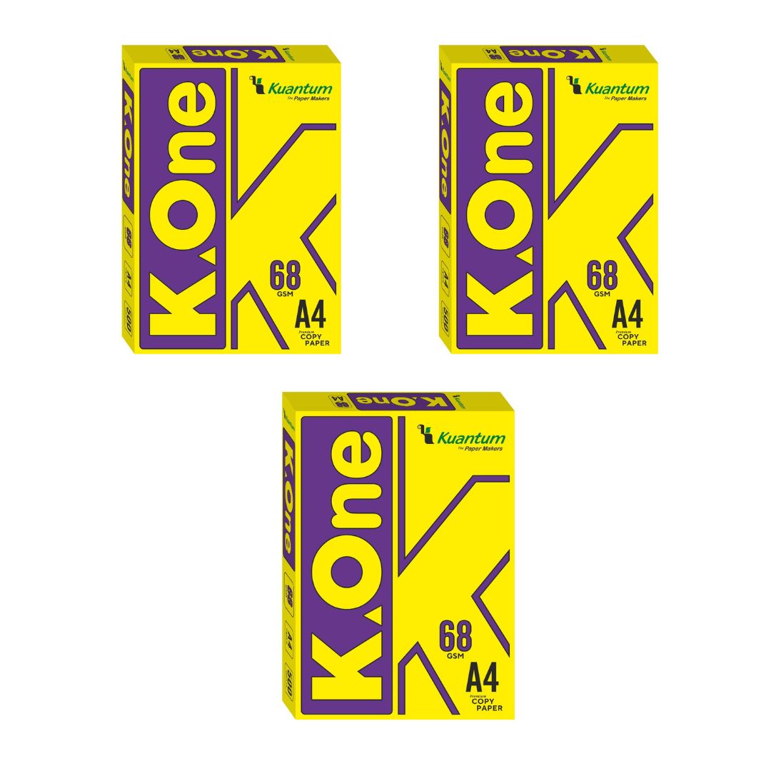 Kuantum A4 Premium Copy Paper (68 GSM) - (Pack of 3 Ream)