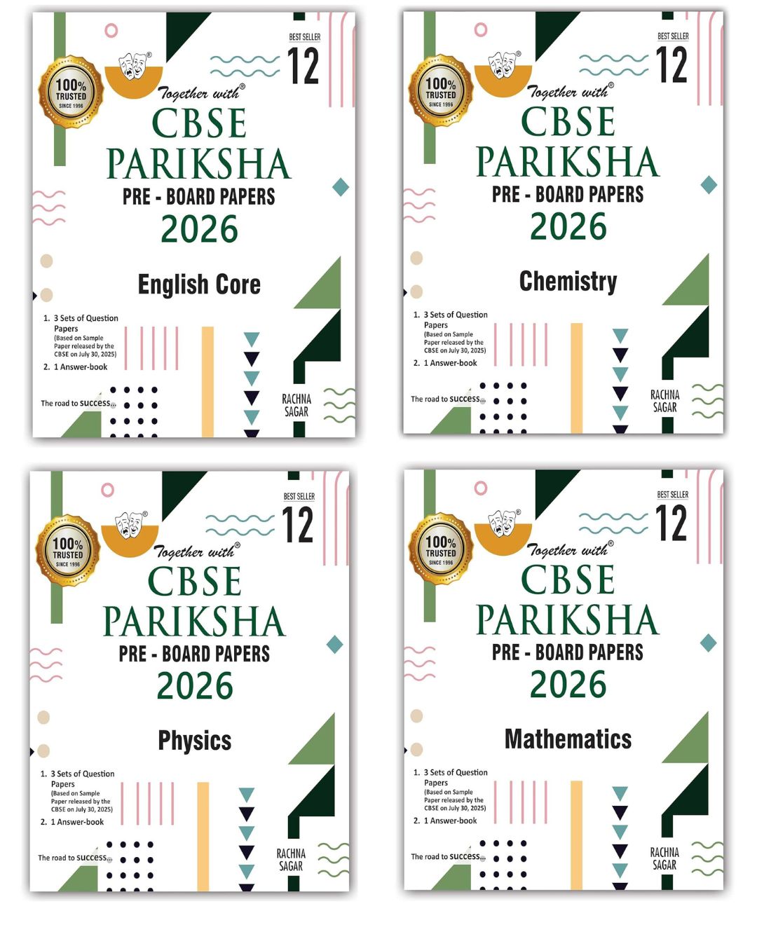 Together with CBSE Pariksha Pre-Board Papers Physics, Chemistry, Mathematics and English Core for Class 12 _ Set of 4 Books - Latest For 2026 Session - Paperback