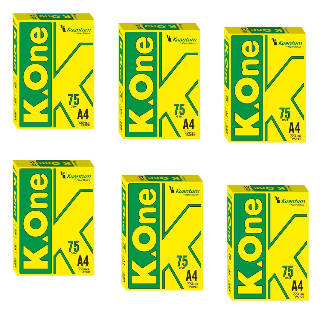 Kuantum A4 Premium Copy Paper (75 GSM) - (Pack of 6 Ream)