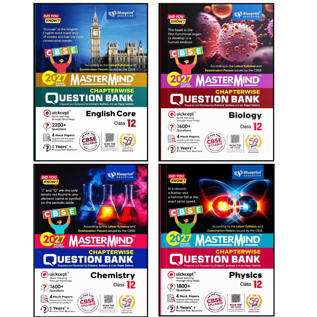 Blueprint - Mastermind Question Bank Class 12 Physics, Chemistry, English and Biology. Set of 4 Books _ Latest for 2027 Examination - Paperback