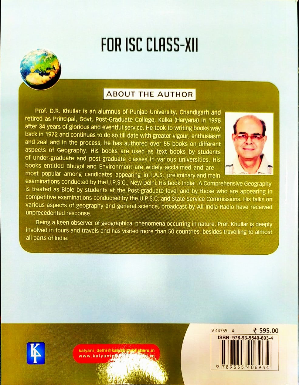 Kalyani ISC Geography for Class 12 By D.R. Khullar - Latest for 2026 Session (Paperback)