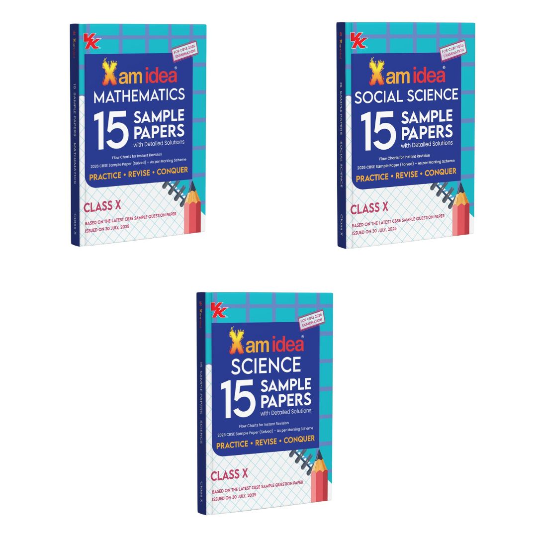 Xam idea CBSE 15 Sample Question Papers Mathematics, Science and Social Science Class 10 Set of 3 Books - for 2026 Board Exams