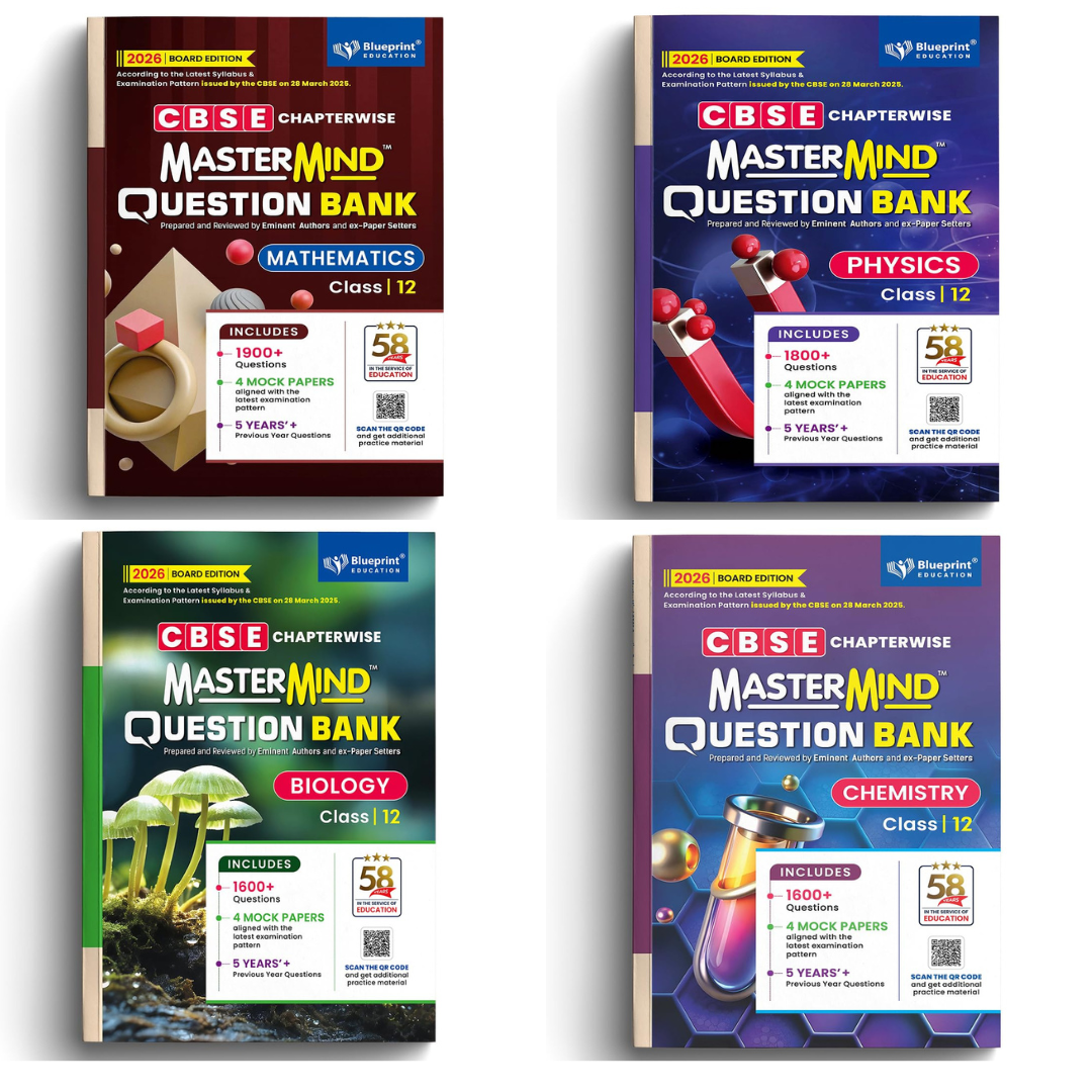 Blueprint Mastermind Question Bank Class 12 Physics, Chemistry, Mathematics and Biology. Set of 4 Books for 2025-26 Examination - Paperback
