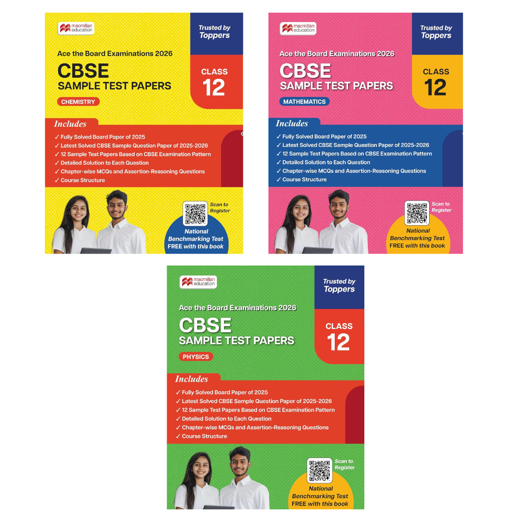 Macmillan CBSE Sample Test Papers Chemistry, Physics and Mathematics for Class 12 - Set of 3 Books - Latest for 2026 Examination. Paperback