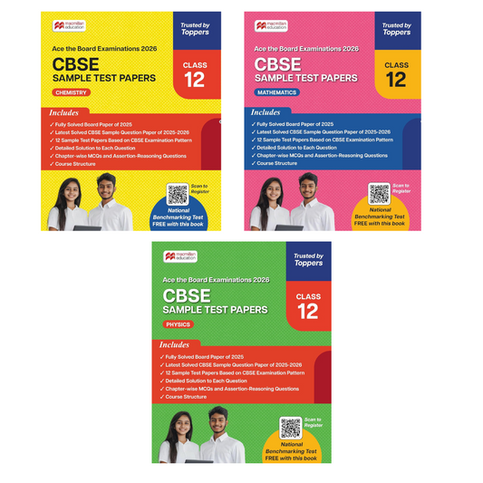 Macmillan CBSE Sample Test Papers Chemistry, Physics and Mathematics for Class 12 - Set of 3 Books - Latest for 2026 Examination. Paperback