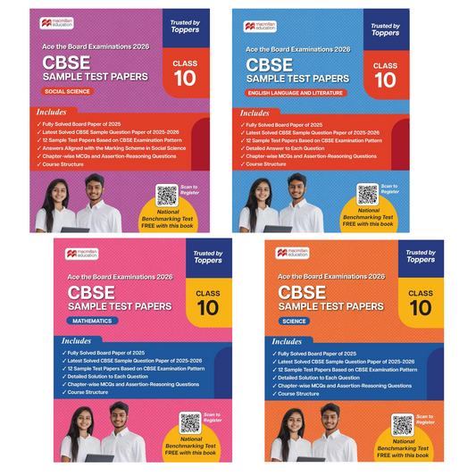 Macmillan CBSE Sample Test Papers Mathematics, Science, Social Science and English Language & Literature for Class 10 - Set of 4 Books - Latest for 2026 Examination. Paperback