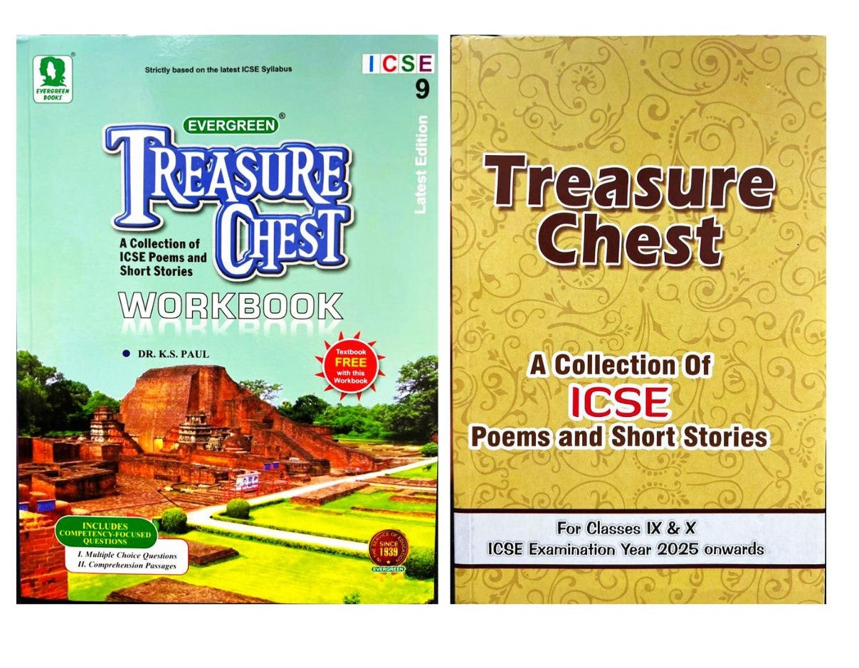 Evergreen ICSE Treasure Chest Workbook & Textbook For Class 9 (A Collection of ICSE Poems & Short Stories) - Combo of 2 Books - Latest for 2025 Examination - Paperback