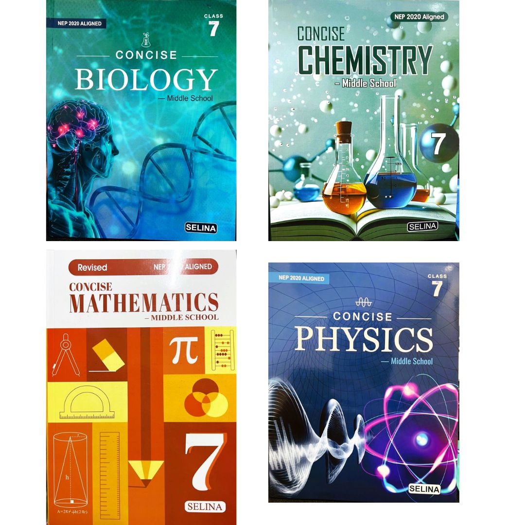 Selina Class 7 Middle School Physics, Chemistry, Biology & Math - Combo of 4 Books - Latest For 2025 Session