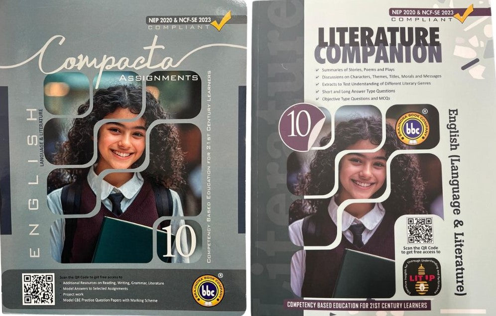 BBC Compacta Class 10 English Language & Literature with Literature Companion - Set of 2 Books for 2025-26 Examinations.