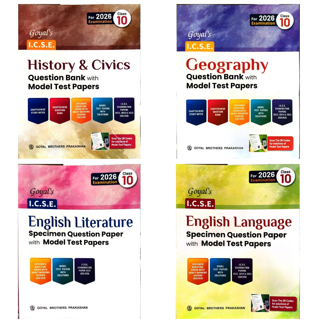 Goyal ICSE Question Bank History & Civics, Geography, English language and literature Question Bank with Model Test Papers Class 10 for 2026 Examinations - Combo of 4 Books - Paperback