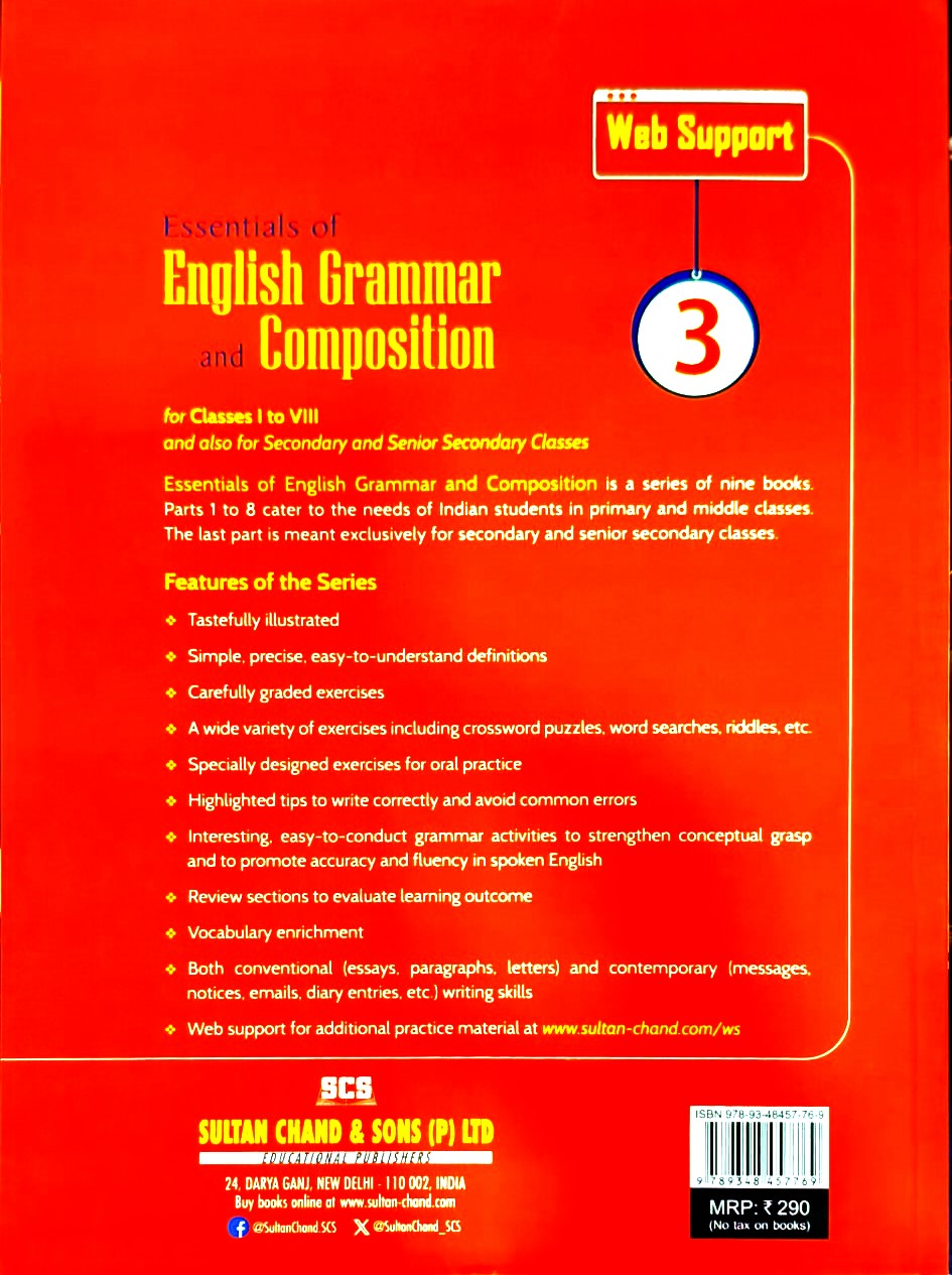 Sultan Chand - Essentials of English Grammar and Composition for Class 3 by Rajendra Pal I H.C. Katyal I Snigdha Budhiraja - Latest for 2026-27 Edition
