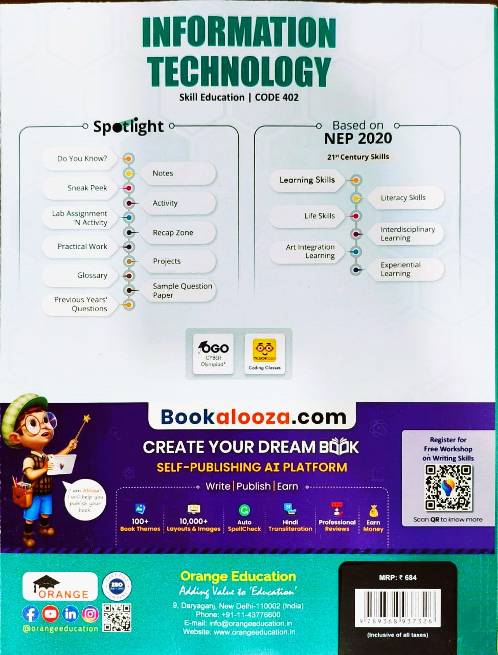 Orange Touchpad Information Technology For Class 9 I Skill Education I Code 402 - I Version 4.0 I with Windows & LibreOffice - Latest for 2025-26 Edition