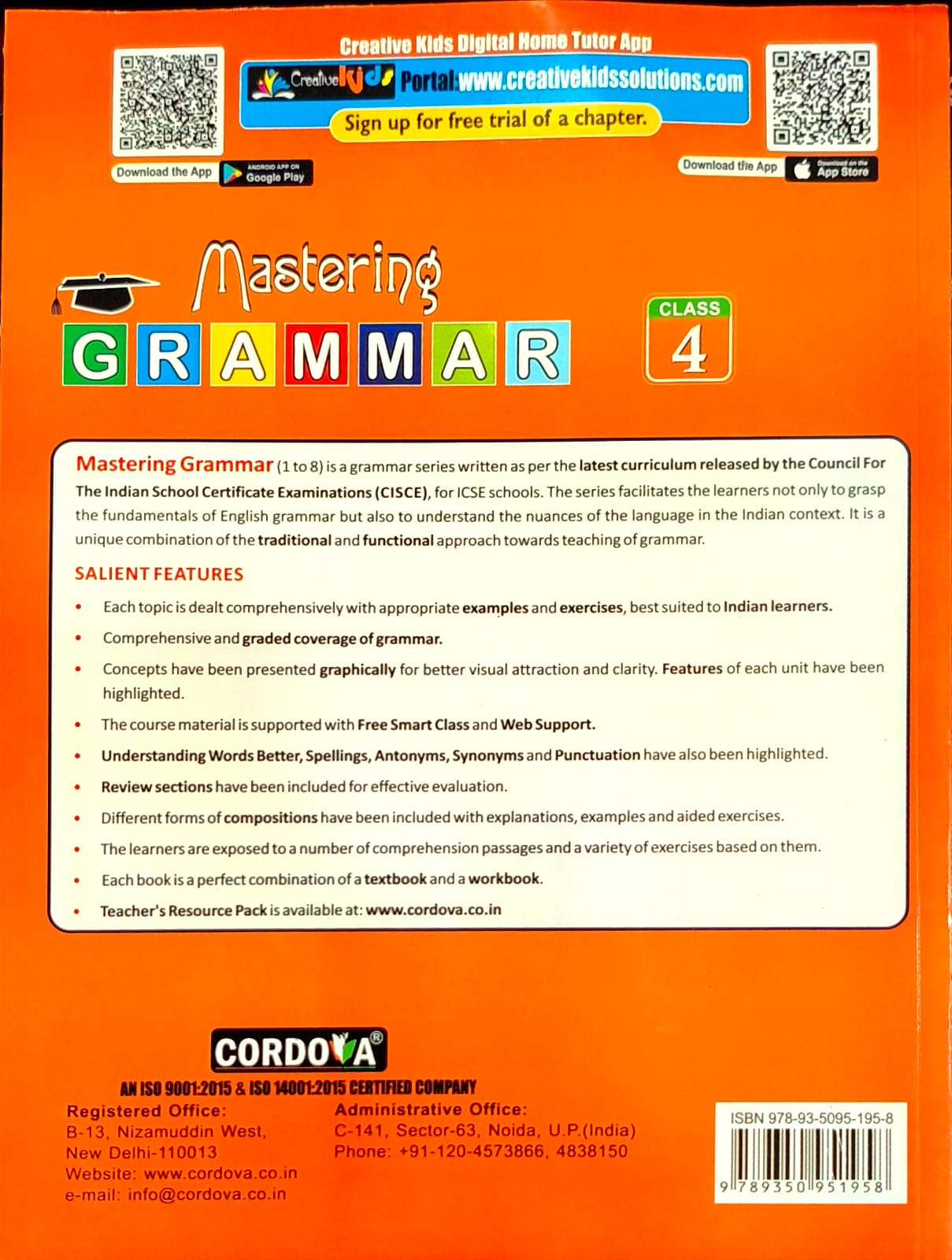 Cordova ICSE Mastering Grammar for Class 4 - Latest for 2026 Session. Paperback