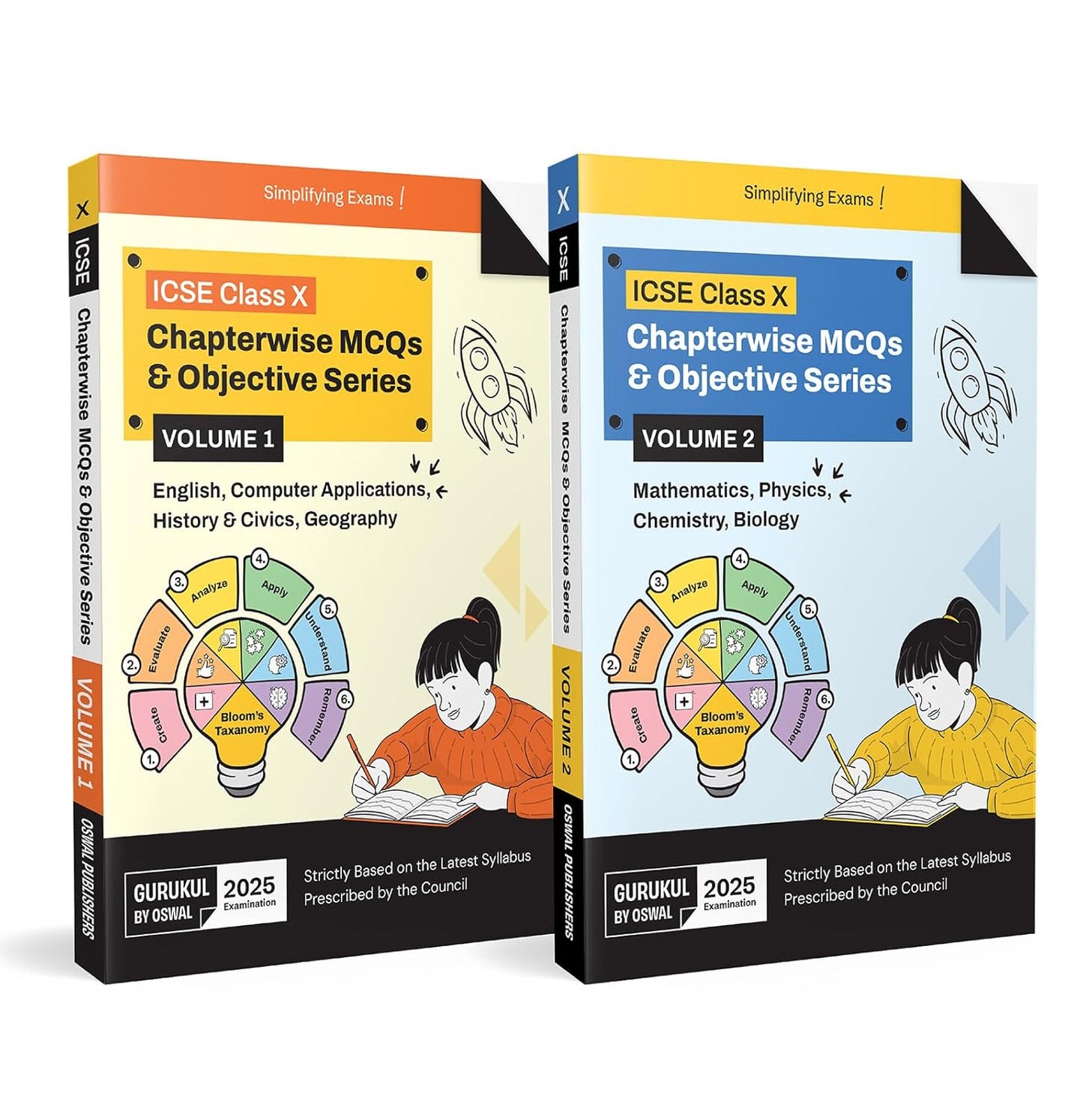 Oswal Gurukul Chapterwise MCQs & Objective Series Volume I & II for ICSE 10 - Set of 2 Books - Latest for 2026 Examinations