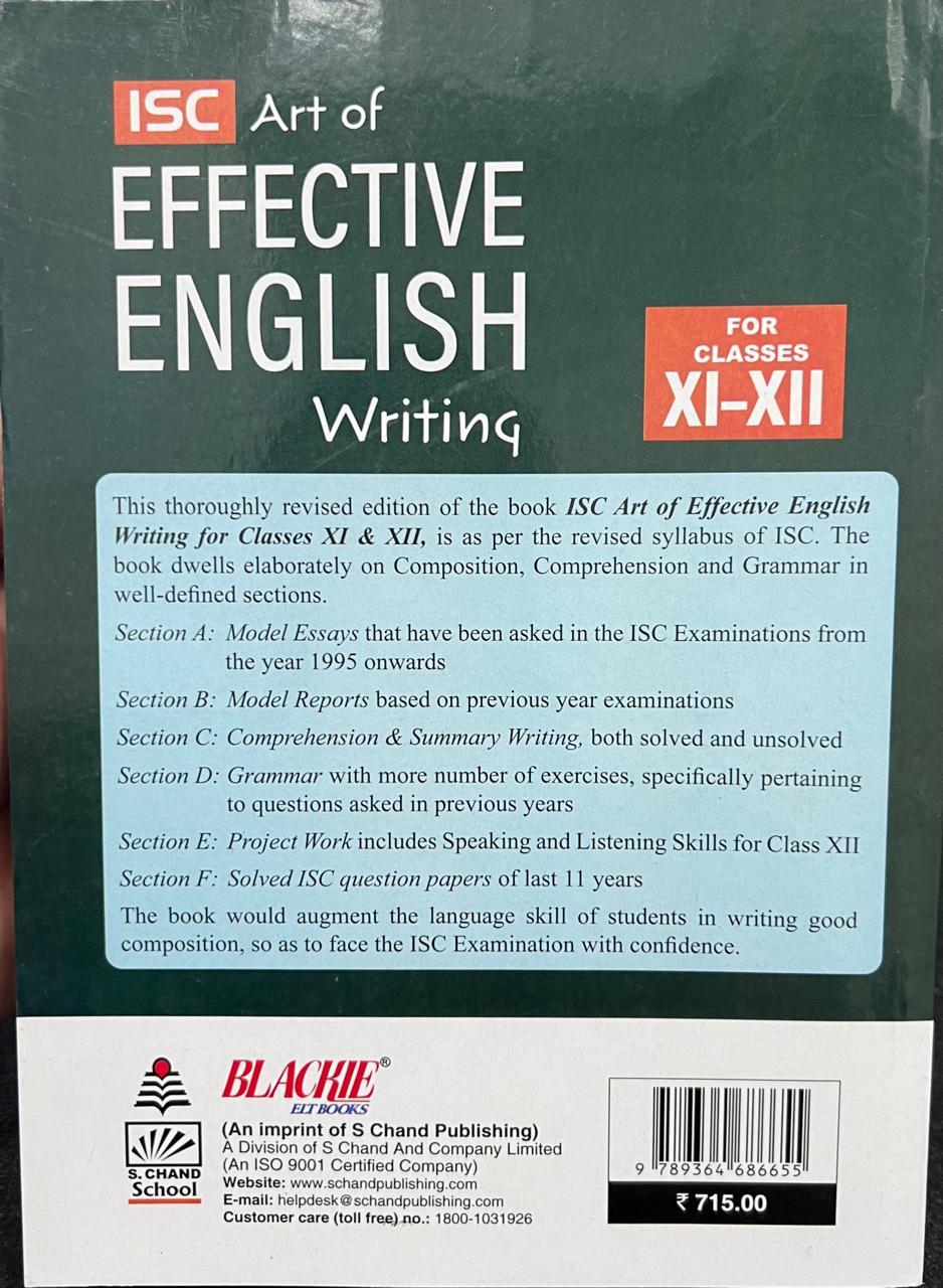 S Chand ISC Art of Effective English Writing for classes 11-12. Latest according to 2026-27 Syllabus.