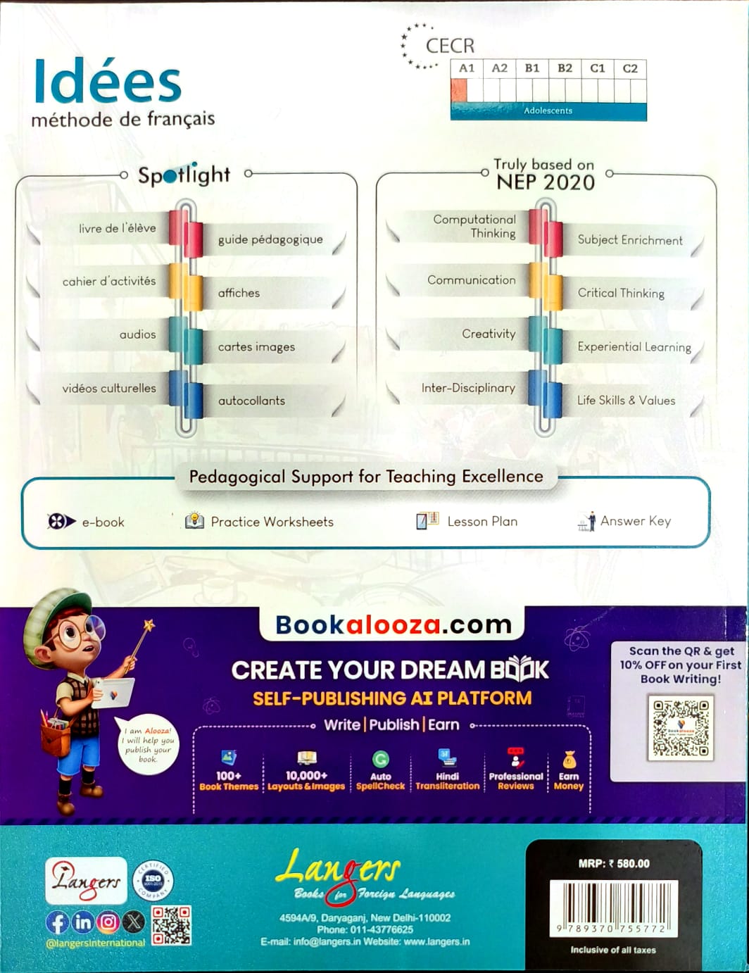Langers Idees Methode de Francais Textbook and Cahier d' activites Workbook for Level 1 (Ver.3) _ Set of 2 Books - Latest Edition