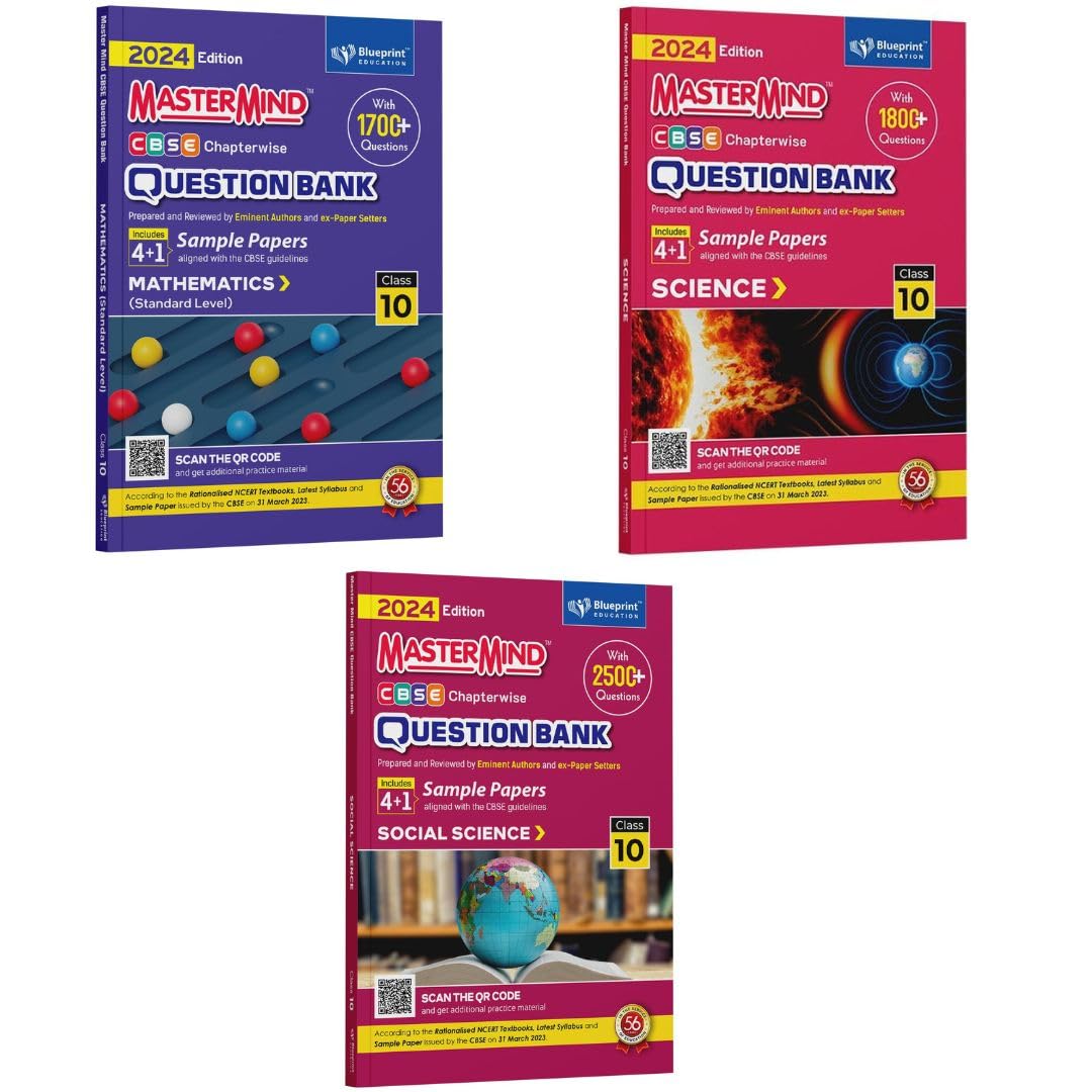 Blueprint Mastermind Question Bank Class 10 Science, Mathematics Standard and Social Science. Set of 3 Books for 2023-24 Examination - Paperback