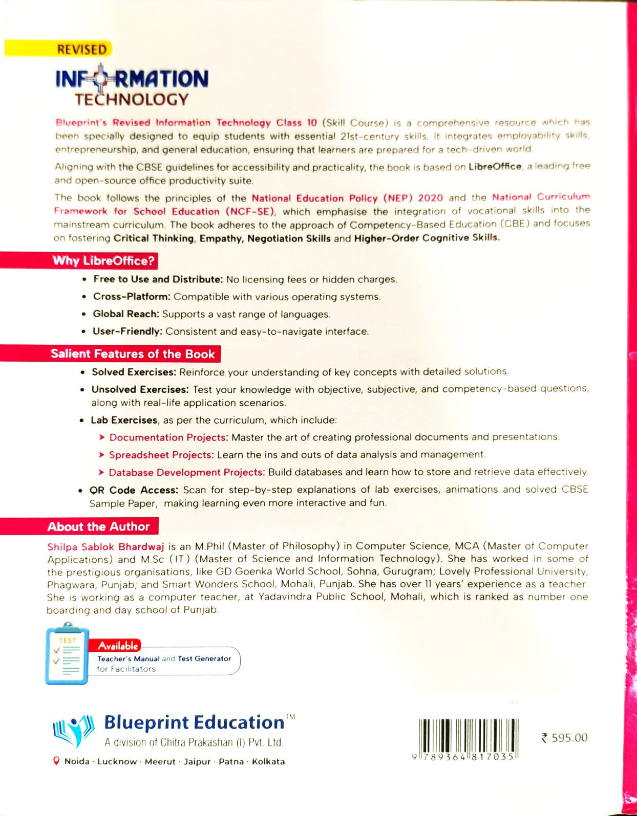 Blueprint Information Technology for Class 10 - Based on LibreOffice I Skill Course I Under NSQF I Code 402 (Revised Edition)