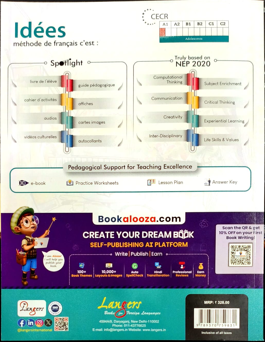 Langers Idees Methode de Francais Textbook and Cahier d' activites Workbook for Level 1 (Ver.3) _ Set of 2 Books - Latest Edition