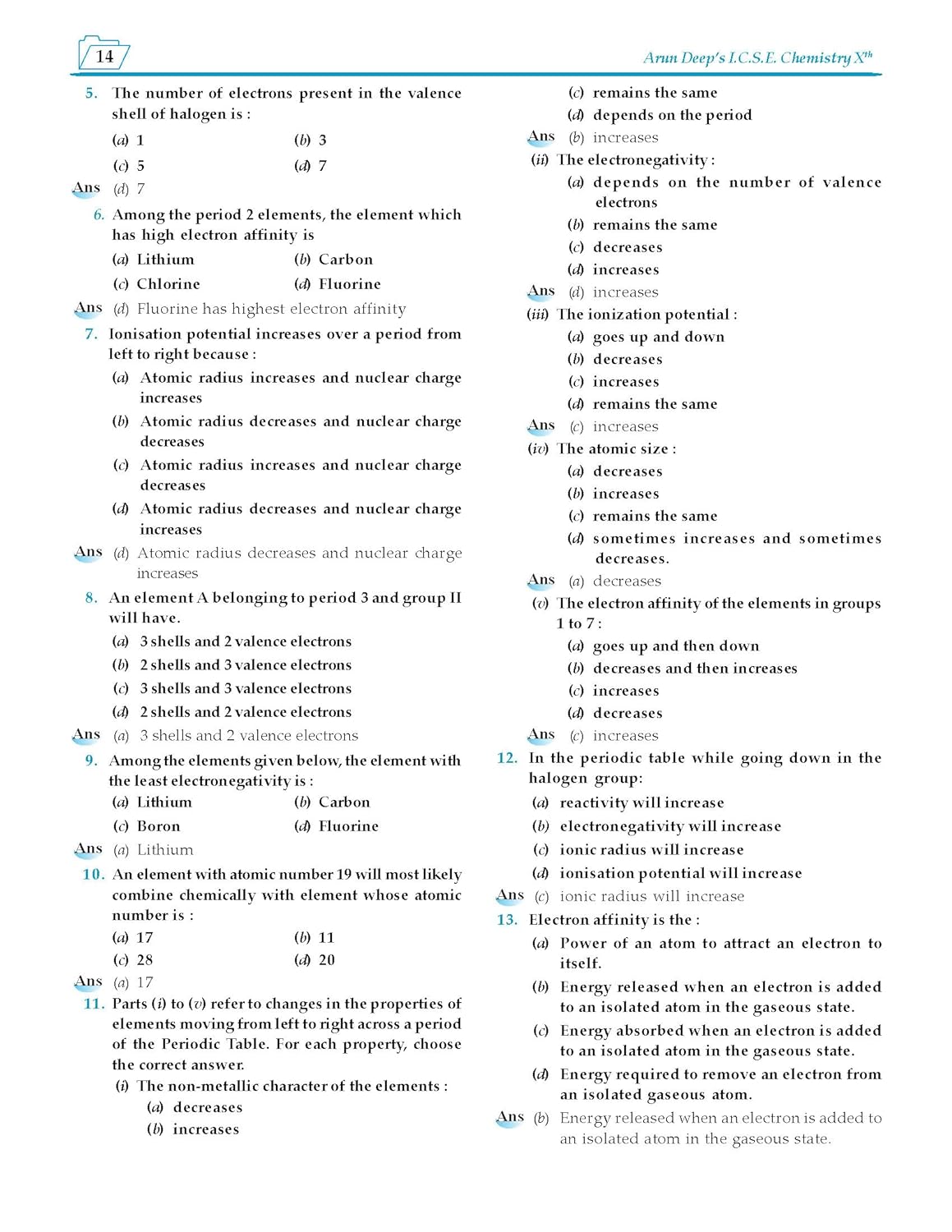 Arundeep's Self Help to ICSE Chemistry For Class 10 - Latest for 2024-25 Session