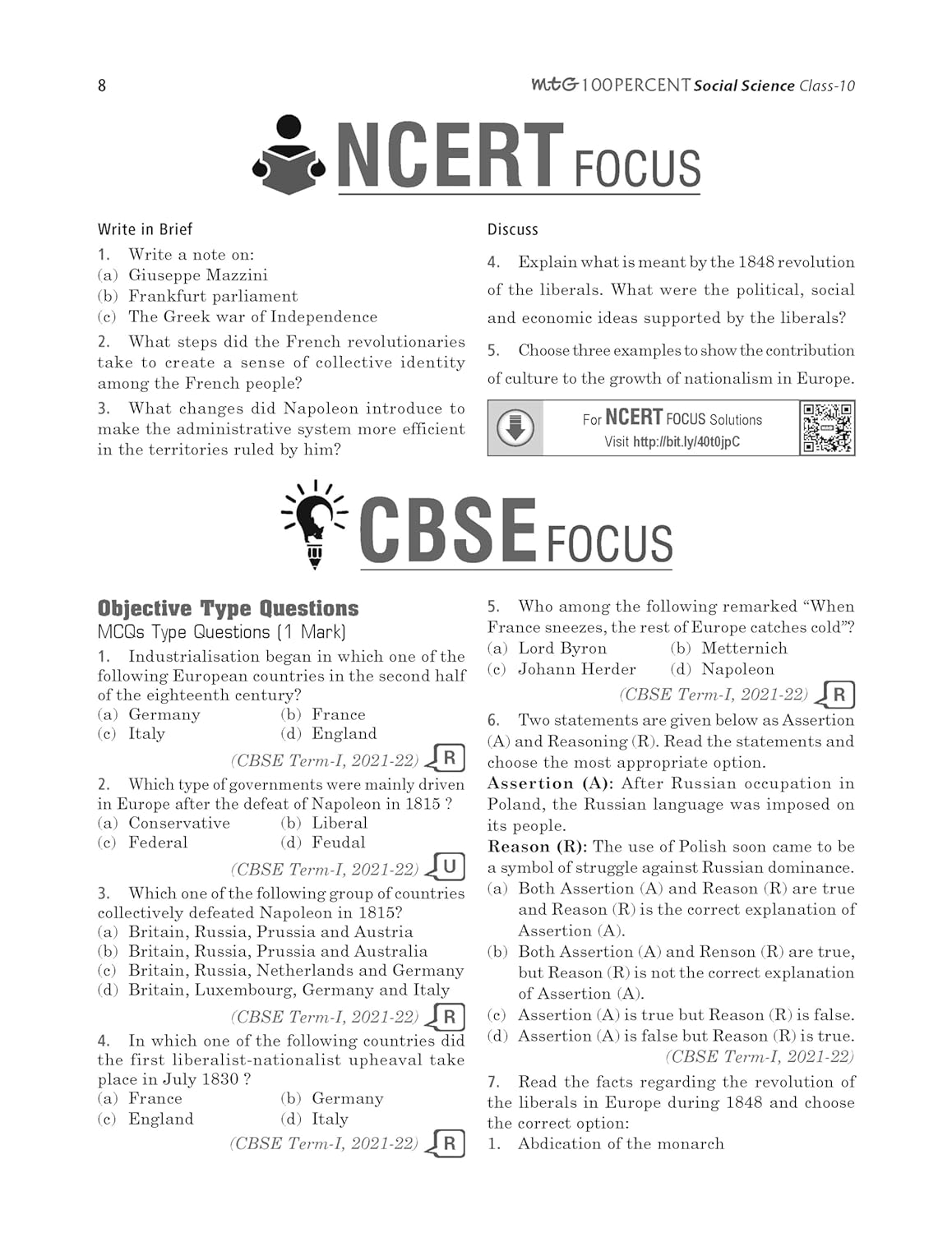 MTG CBSE 100 Percent Social Science For Class 10 - Latest for 2024-25 Session