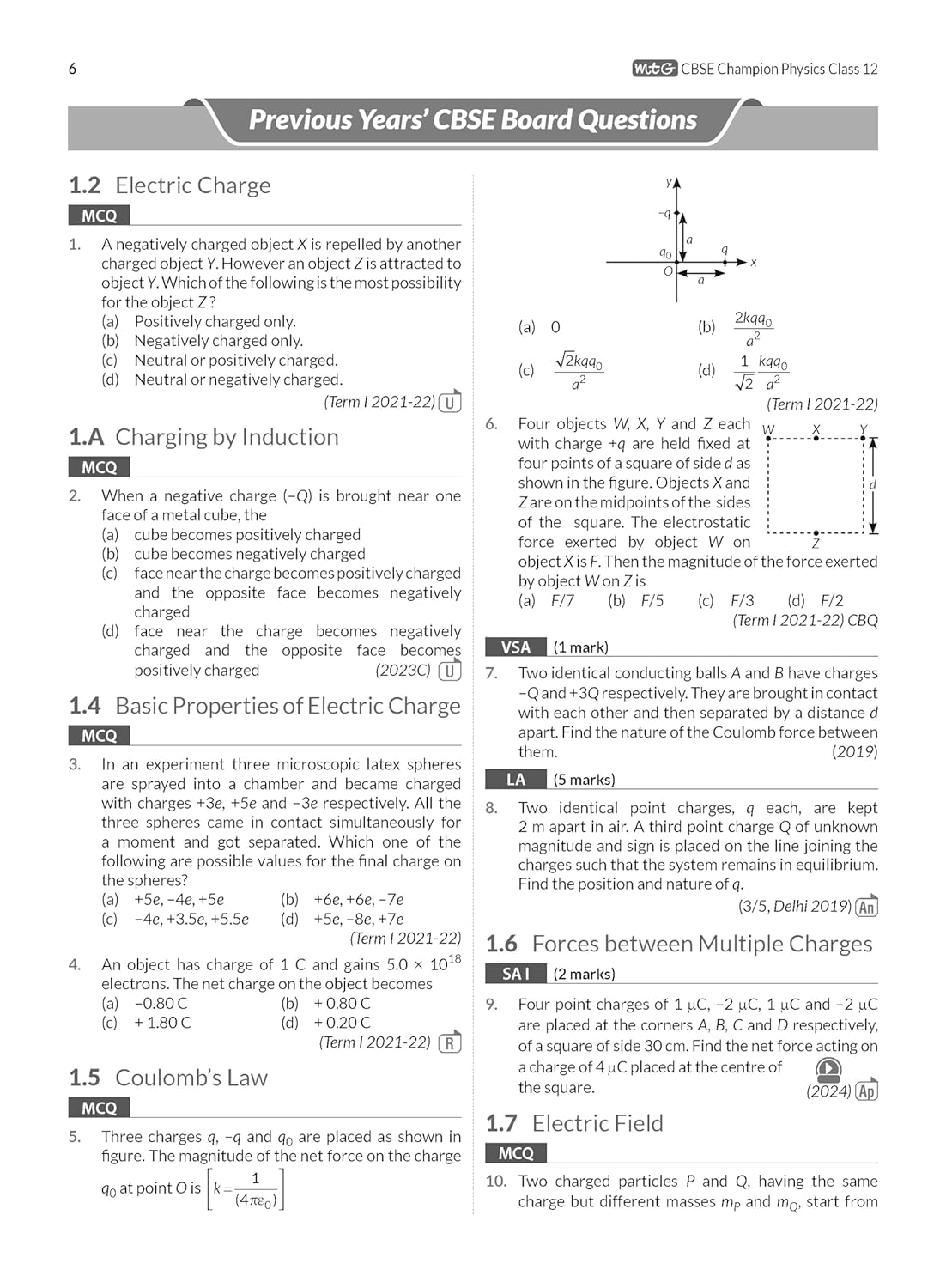 MTG CBSE 10 Years  Chapterwise Topicwise Solved Papers Physics For Class 12 - Latest for 2024-25 Session