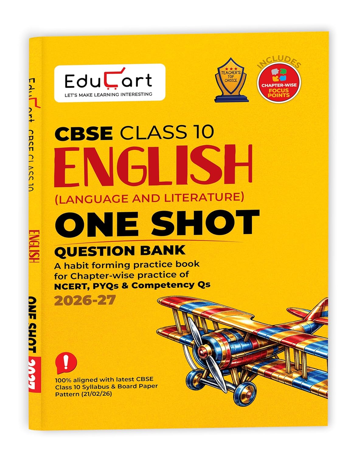 Educart One Shot Question Bank English (Language and Literature), Mathematics (Standard), Science & Social Science for Class 10 - Set of 4 Books - Latest for 2026 Session. Best Prices!!