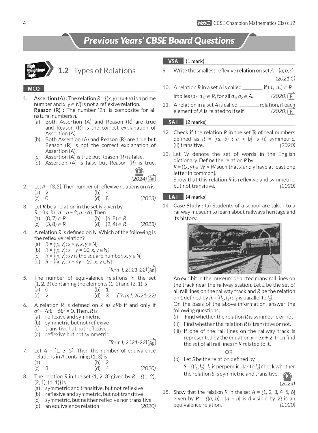 MTG CBSE 10 Years  Chapterwise Topicwise Solved Papers Mathematics For Class 12 - Latest for 2024-25 Session