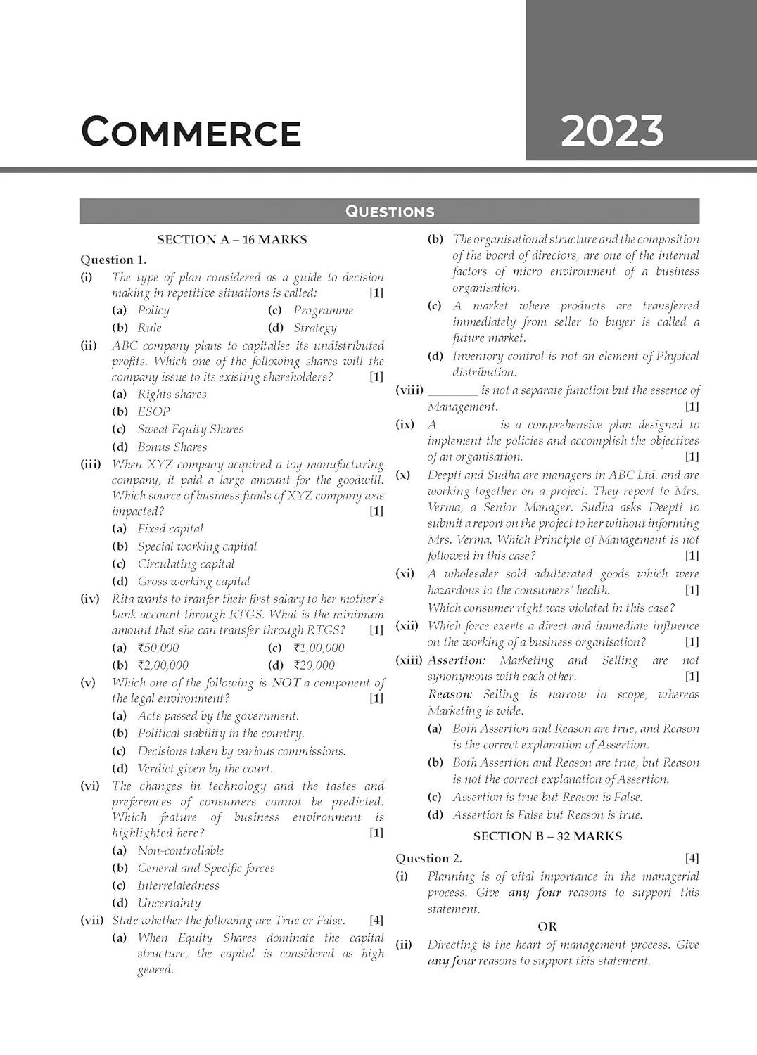 Oswal Gurukul ISC 10 Years Solved Papers Commerce Stream For Class 12 - Latest for 2025 Examination