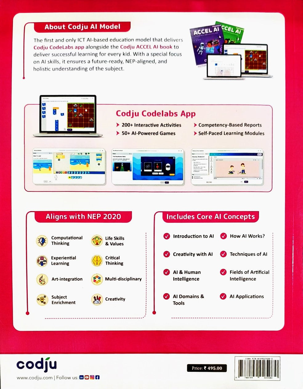 Codju - ACCEL AI Computer Science Textbook for Class 1 _ Based on Win 10 & MS Office 2019 (AI & Coding Through Creative Experimental Learning) - As per NEP 2020 & NCF 2023