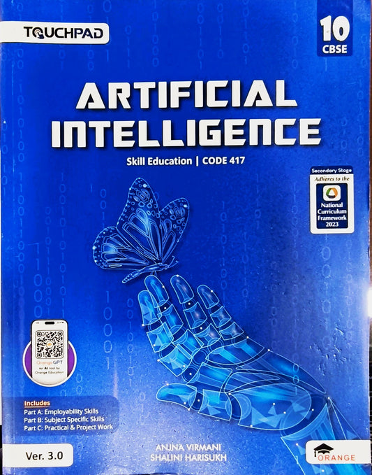 Orange Touchpad Artificial Intelligence For Class 10 I Skill Education I Code 417 I Version 3.0  - Latest for 2026 Examination