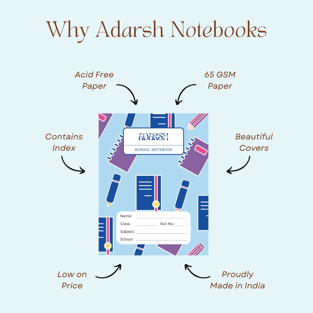 Adarsh's Single Line Notebook for School | 96 Pages | 25 x 19 cm | 65 GSM Paper | Eco-Friendly | Made in India  - (Pack of 2)