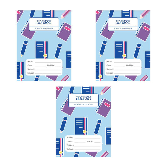 Adarsh's Single Line Notebook for School | 96 Pages | 25 x 19 cm | 65 GSM Paper | Eco-Friendly | Made in India  - (Pack of 3)