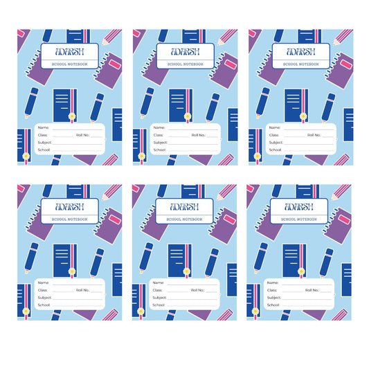 Adarsh's Single Line Notebook for School | 96 Pages | 25 x 19 cm | 65 GSM Paper | Eco-Friendly | Made in India  - (Pack of 6)