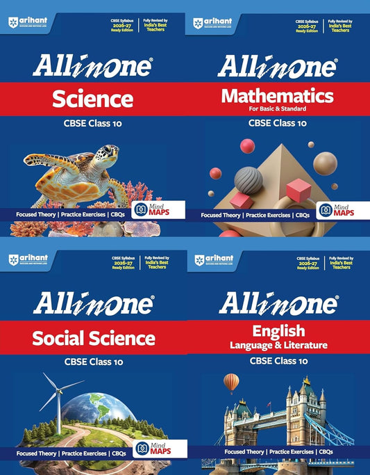 Arihant All in One CBSE Science, Mathematics, Social Science, English Language & Literature (Set of 4 Books) For Class 10 - Latest for 2026-27 Examination