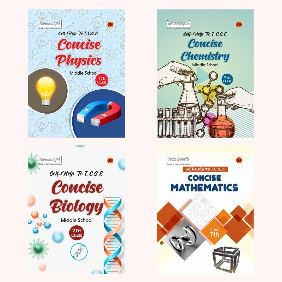 Arundeep Concise Physics, Chemistry, Biology & Mathematics Class 7 ICSE Self Help Books - Combo of 4 for the session 2024-2025