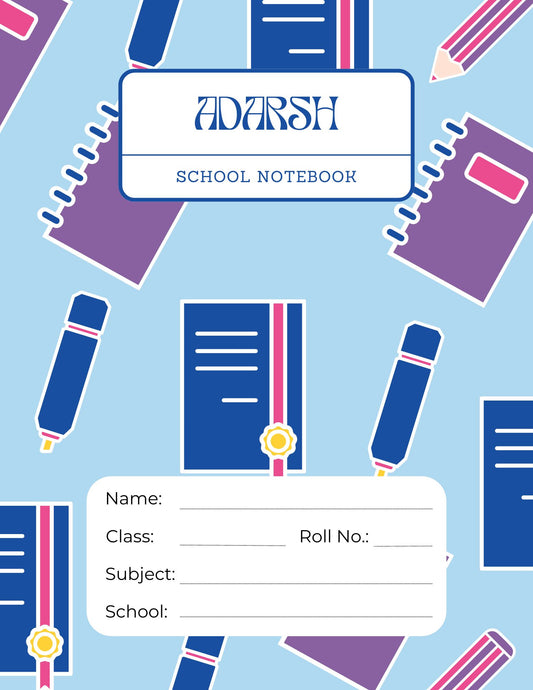 Adarsh's Single Line Notebook for School | 96 Pages | 25 x 19 cm | 65 GSM Paper | Eco-Friendly | Made in India