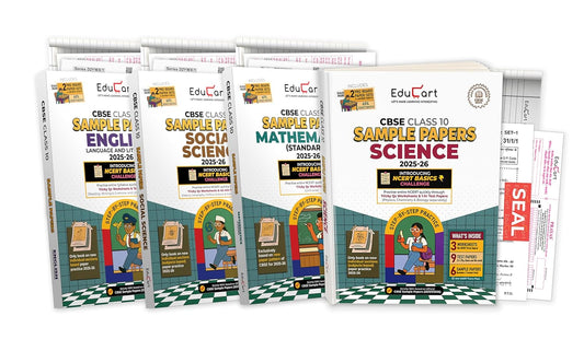 Educart CBSE Sample Paper Mathematics Standard, English Language and Literature, Science and Social Science for Class 10 (Set of 4 Books) - Latest for 2025-2026 Session (Introducing exclusive step-by-step new practice concept on 2026 pattern)