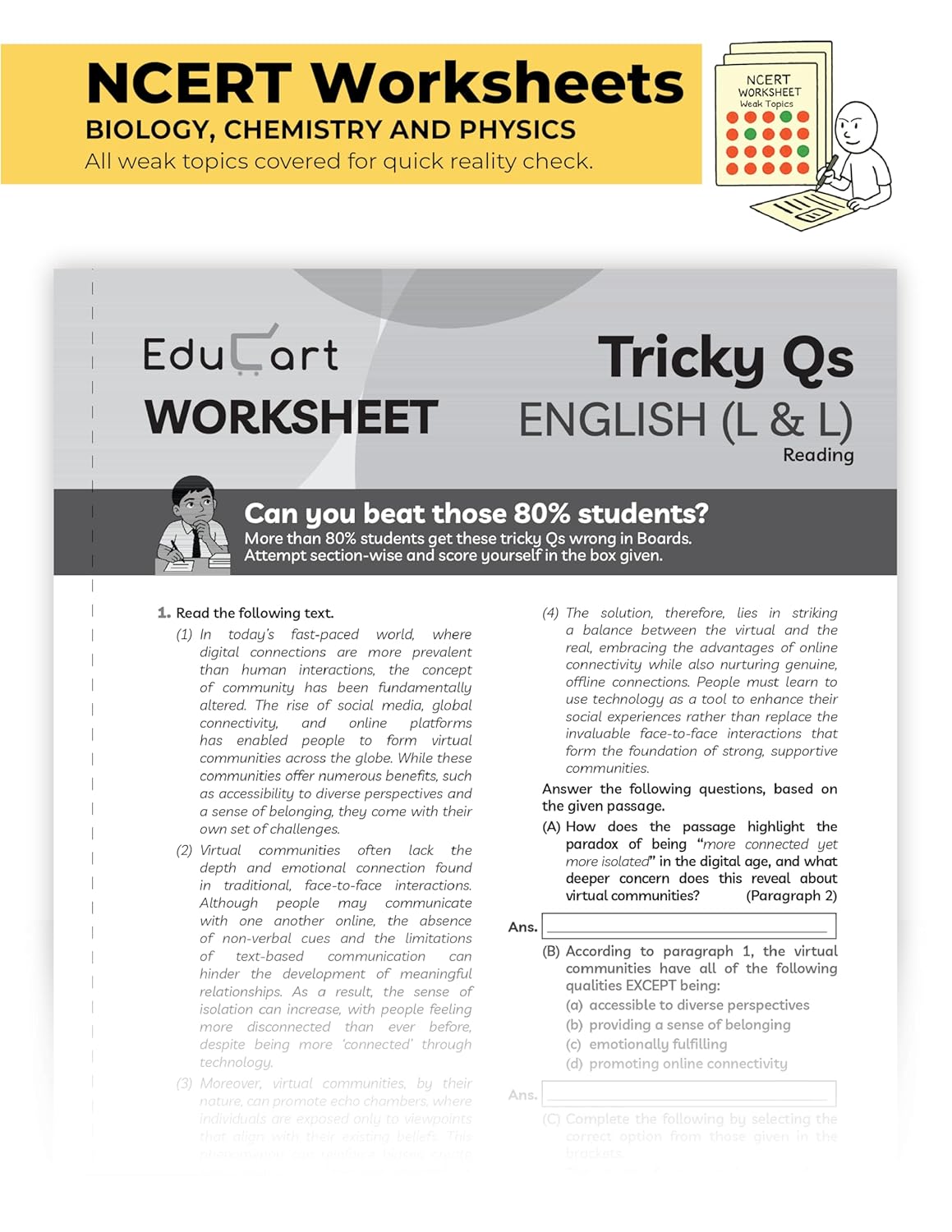 Educart CBSE Sample Paper English Language and Literature for Class 10 - Latest for 2025-2026 Session (Introducing exclusive step-by-step new practice concept on 2026 pattern)