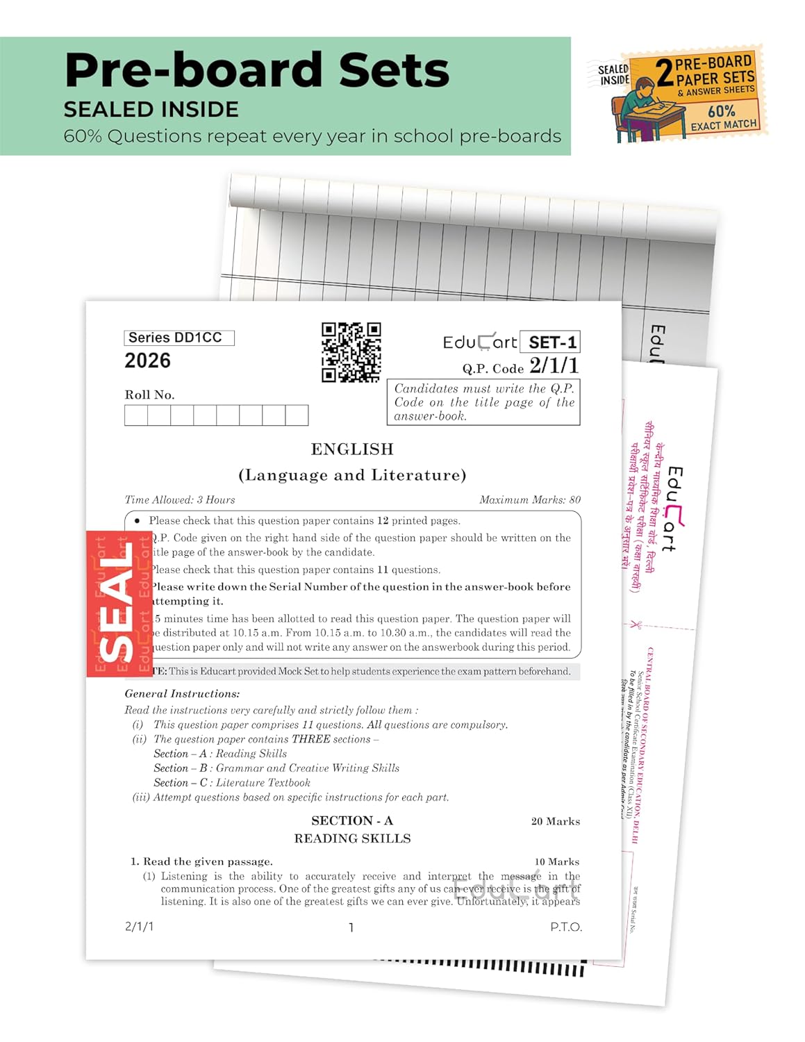 Educart CBSE Sample Paper English Language and Literature for Class 10 - Latest for 2025-2026 Session (Introducing exclusive step-by-step new practice concept on 2026 pattern)