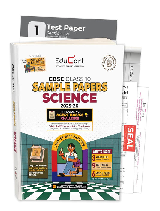 Educart CBSE Sample Paper Science  for Class 10 - Latest for 2025-2026 Session (Introducing exclusive step-by-step new practice concept on 2026 pattern)