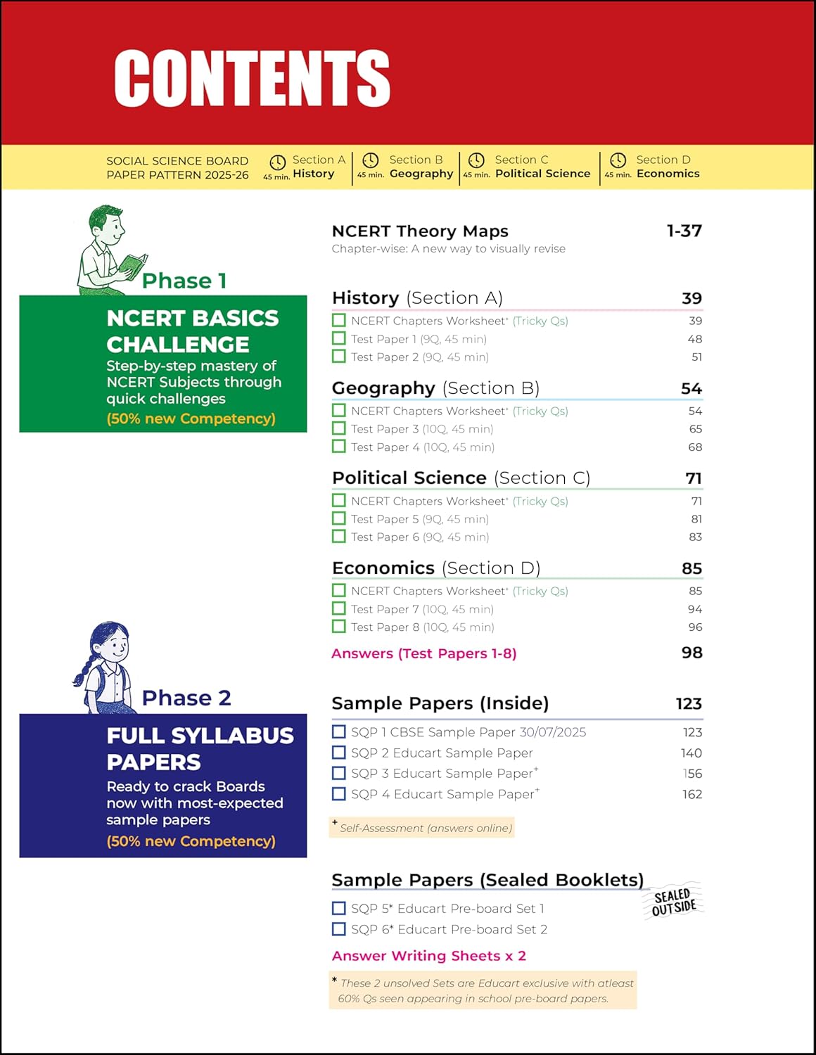 Educart CBSE Sample Paper Social Science  for Class 10 - Latest for 2025-2026 Session (Introducing exclusive step-by-step new practice concept on 2026 pattern)