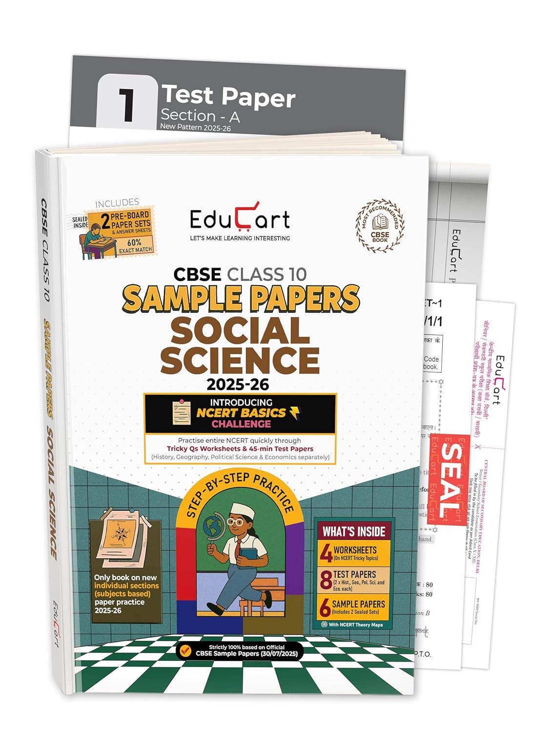 Educart CBSE Sample Paper Mathematics Standard, English Language and Literature, Science and Social Science for Class 10 (Set of 4 Books) - Latest for 2025-2026 Session (Introducing exclusive step-by-step new practice concept on 2026 pattern)