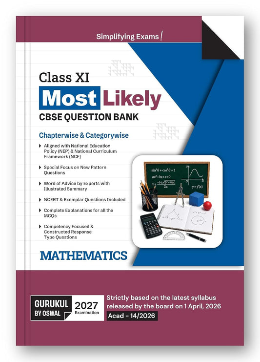 Oswal Gurukul Mathematics Most Likely CBSE Question Bank Class 11 for 2027 Examination. Paperback